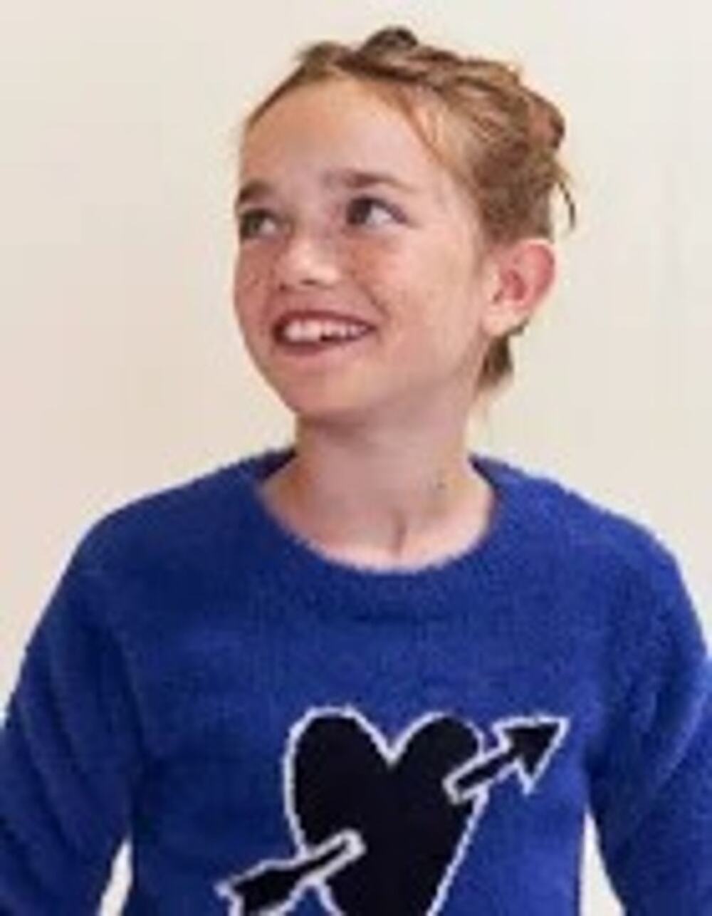 Ikks Girls Electric Blue Arrow Through Heart Fluffy Sweater size 14